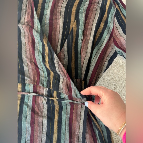 Rails Lola Metallic Wrap Dress in Varadero Stripe Long Sleeve - Size Large - Picture 9 of 10